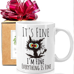 "It's Fine" Funny Cat Coffee Mug