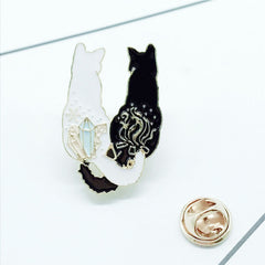 Cartoon Black and White Cat Flame Gem Accessories