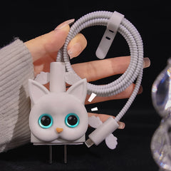 4-Piece Cat-Themed Charger Protection Set for iPhone