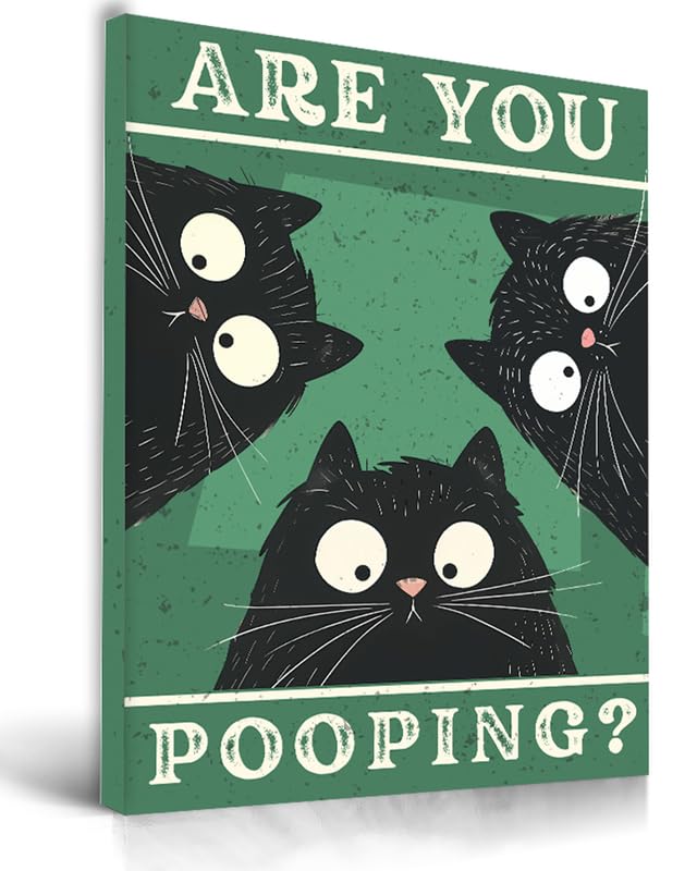 Funny Black Cat Bathroom Wall Art
