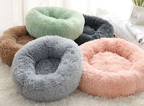 Round Plush Dog Bed for Small Dogs and Puppies/cats/kittens