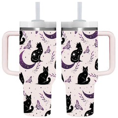 Goth Cat Tumbler with Handle 40oz