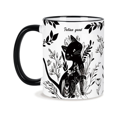 Black Cat Boho Mug 11oz
