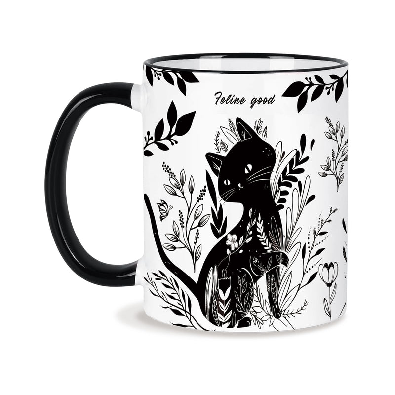 Black Cat Boho Mug 11oz