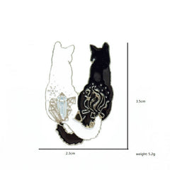 Cartoon Black and White Cat Flame Gem Accessories