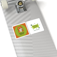 Curious Cat Company Kiss-Cut Stickers — Orange Cat Logo & Paw Print Decals