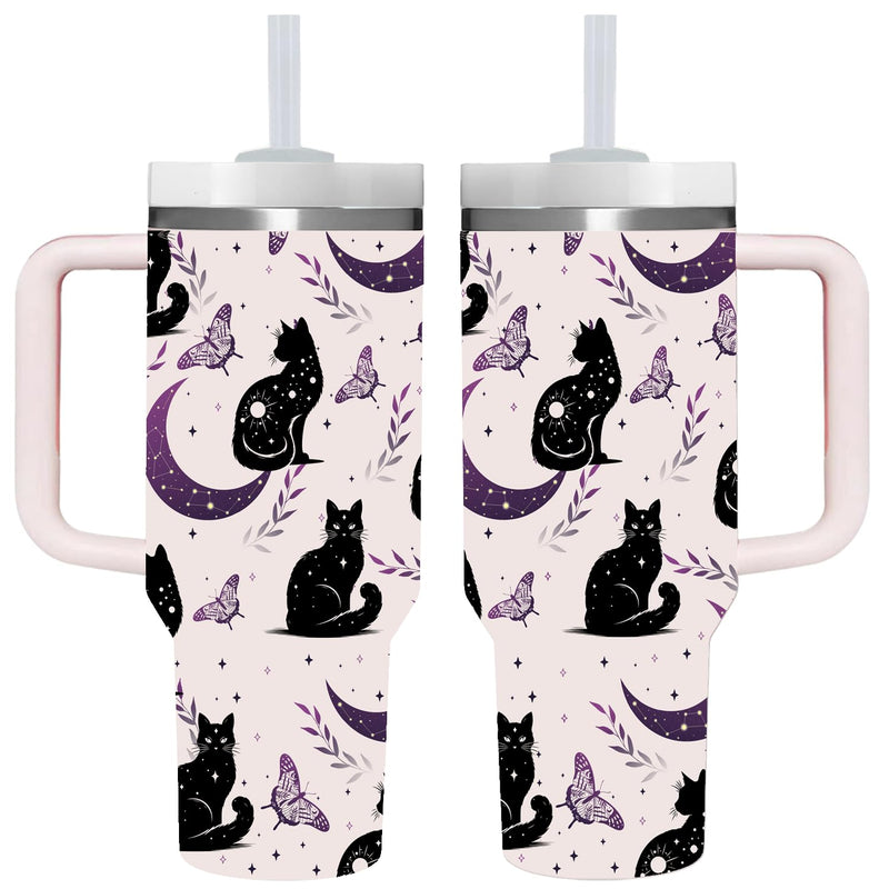 Goth Cat Tumbler with Handle 40oz