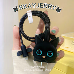 4-Piece Cat-Themed Charger Protection Set for iPhone