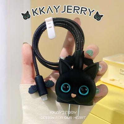 4-Piece Cat-Themed Charger Protection Set for iPhone