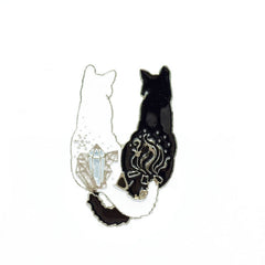 Cartoon Black and White Cat Flame Gem Accessories