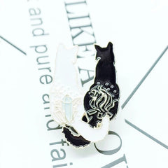 Cartoon Black and White Cat Flame Gem Accessories