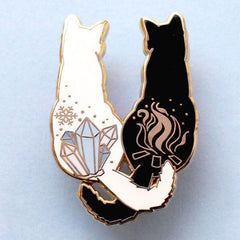 Cartoon Black and White Cat Flame Gem Accessories