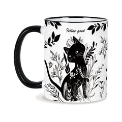 Black Cat Boho Mug 11oz