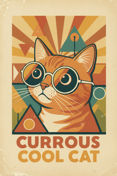 Retro poster of a ginger cat wearing sunglasses